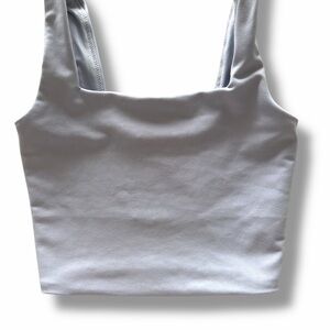 Square-Neck Crop Tank in Light Gray